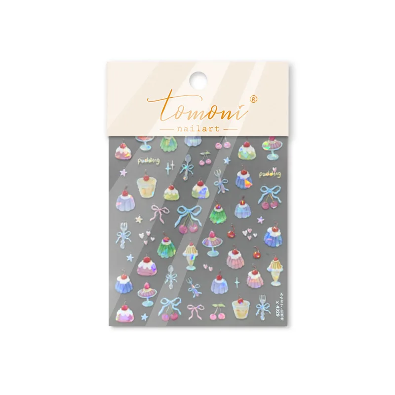 5D cute and delicious pudding jelly nail art stickers high quality fantasy candy embossed nail art decoration auxiliary stickers