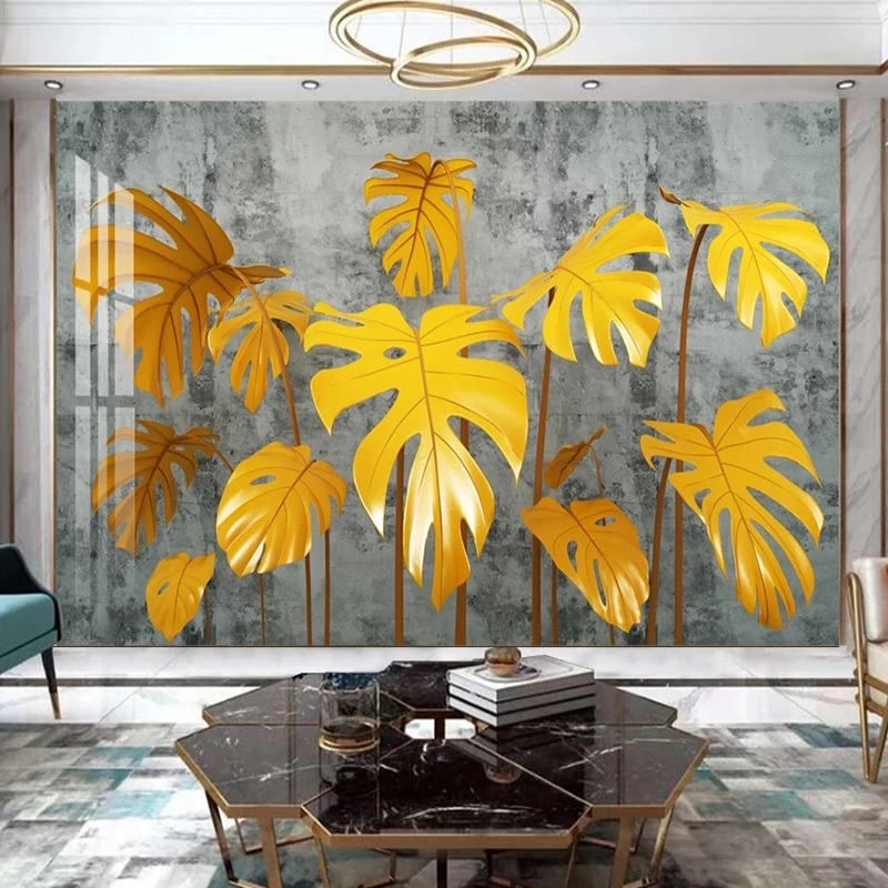 

Custom Photo Wallpaper Light Luxury Golden Lines Relief Leaves Murals Living Room TV Sofa Bedroom Background Home Decor Fresco