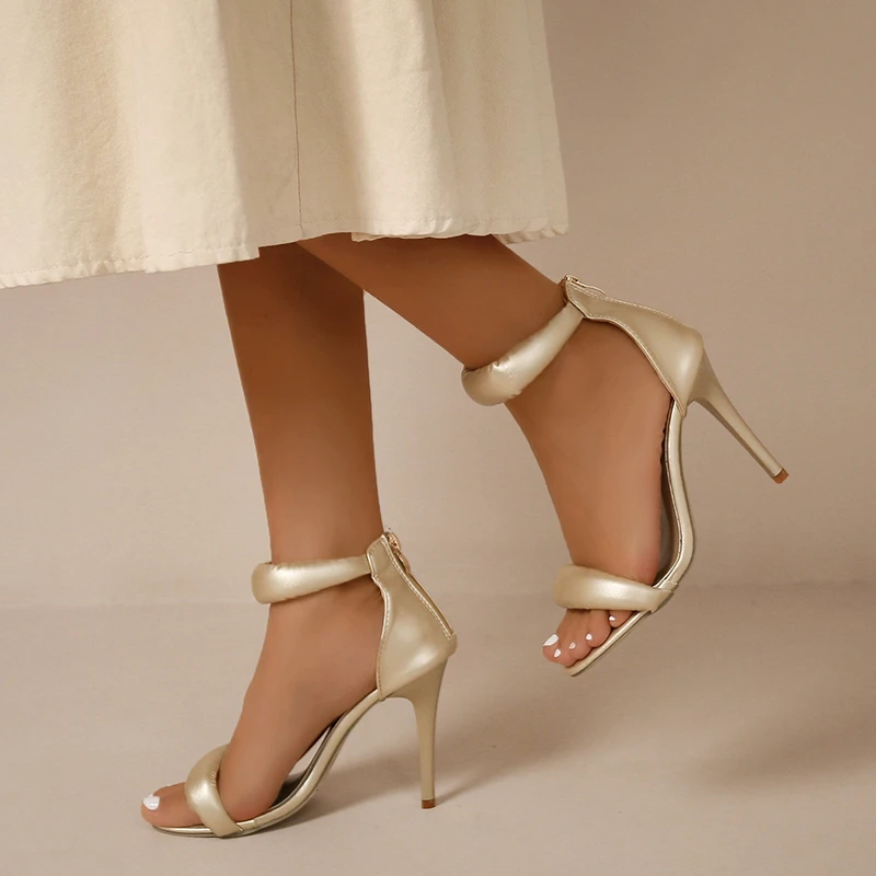 صيف جديد سطر واحد حزام مزاجه الصنادل النسائية جولة تو المفتوحة تو عدم الانزلاق مقاومة للاهتراء خنجر عالية الكعب #4