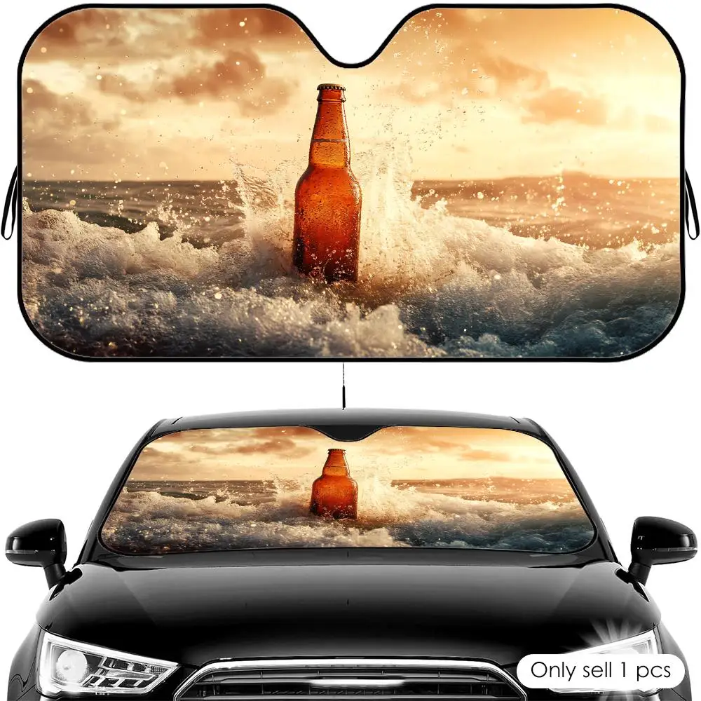 Sunset Beer Splatter Sun Visor Foldable Universal Car Windshield Sun Shade UV Protection Heat Insulation Foldable Cover