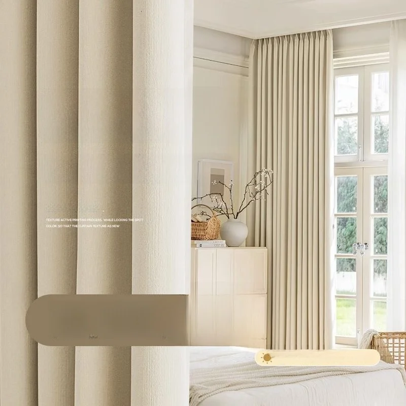 

Thickened Modern Minimalist Living Room Curtain Full Light Blocking Sun Protection Luxury Sensation Velvet Fabric Window Trea...
