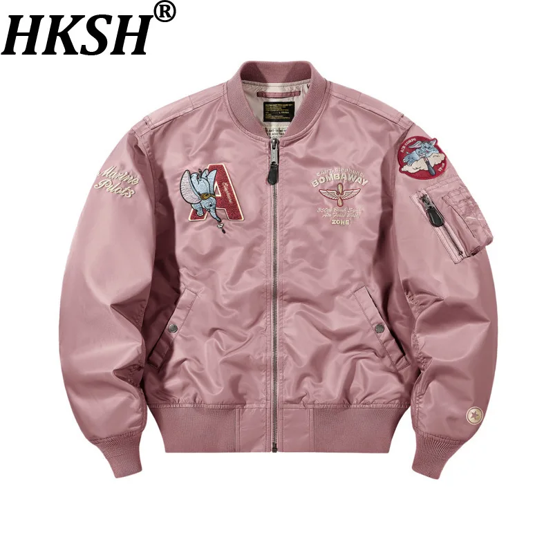 HKSH Men Tide Dark Trendy American Coat Women Spring Autumn Loose Retro Embroidered Baseball Jacket High Street Chic Ins HK27538