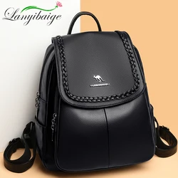 Multifunctional Women's Backpack High Quality Leather Shoulder Bag Lychee Designer Women's Travel Luxury Backpacks Mochilas 2023