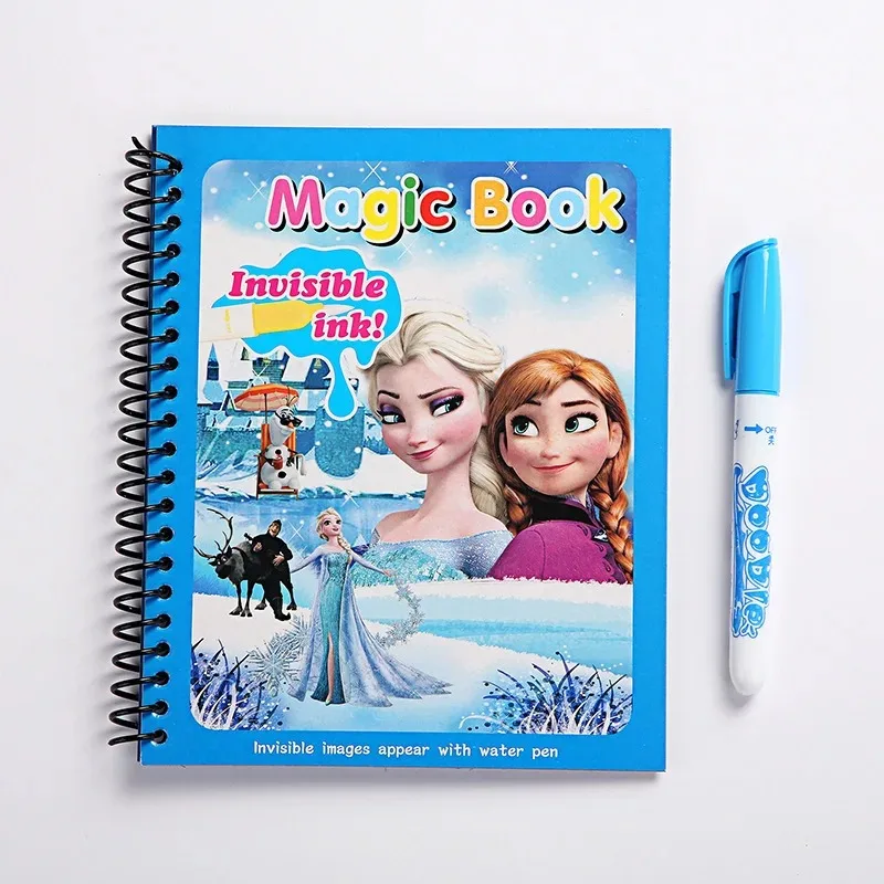 Disney Original Water Painting Drawing Frozen Elsa Mickey Mouse Graffiti Toys Action Figure Watercolour Magic Book Children Gift