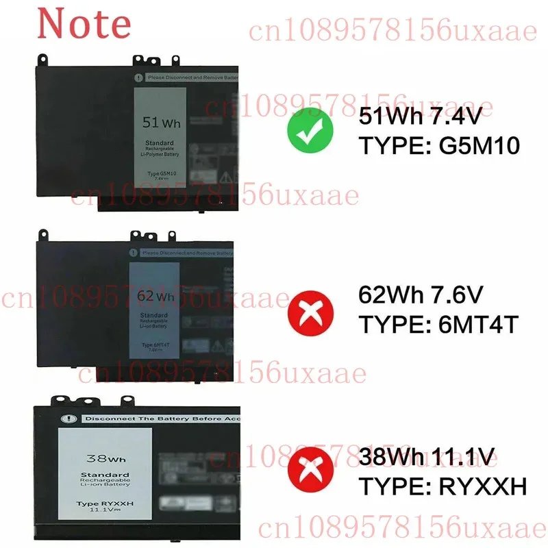 

G5M10 Battery For Dell Latitude E5450 E5550 Notebook 15.6" WYJC2 8V5GX 7.4V 51Wh XMSJ