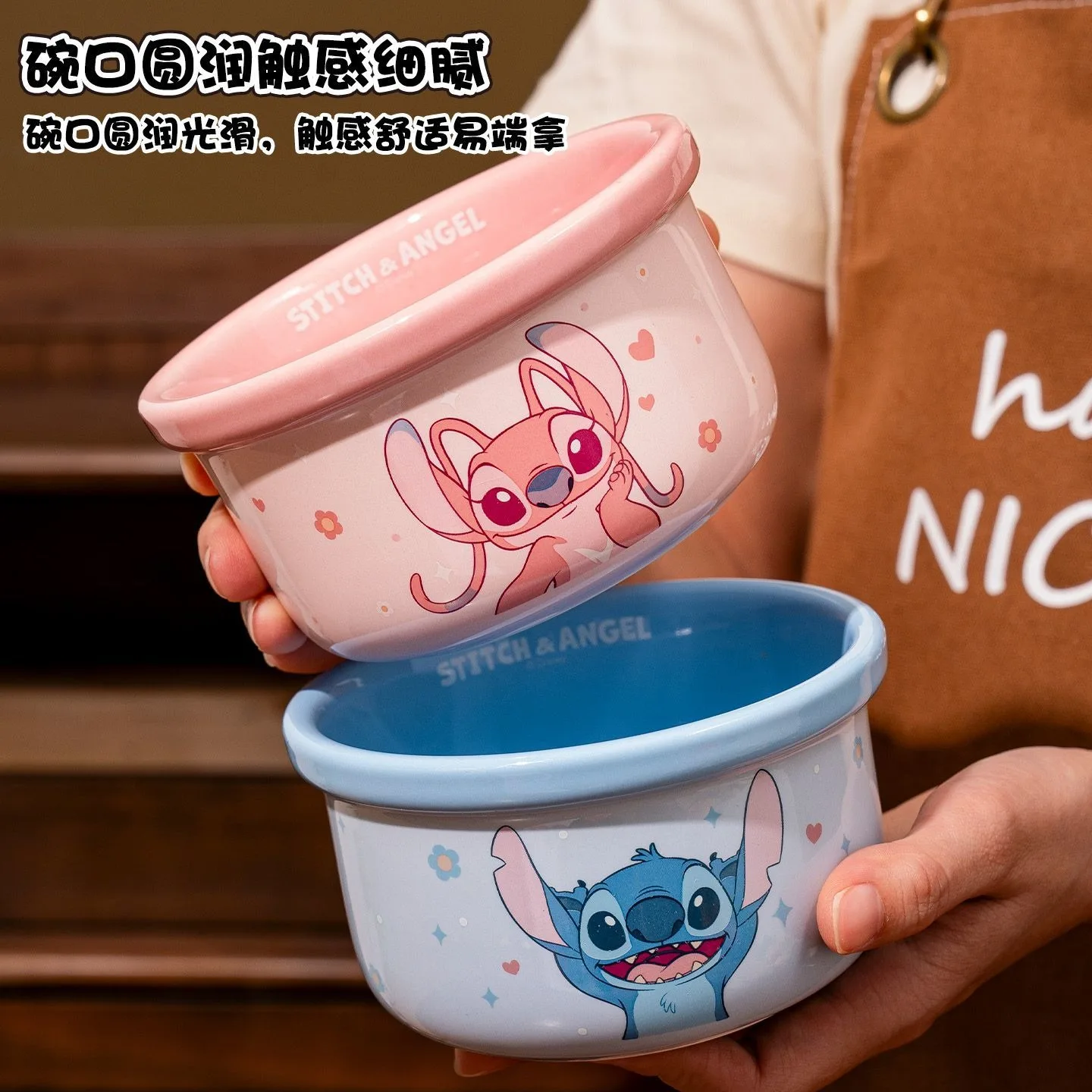 Stitch Ceramic Bowls Household High-temperature Rice Bowls Lovely Underglaze Tableware Gifts - view 3