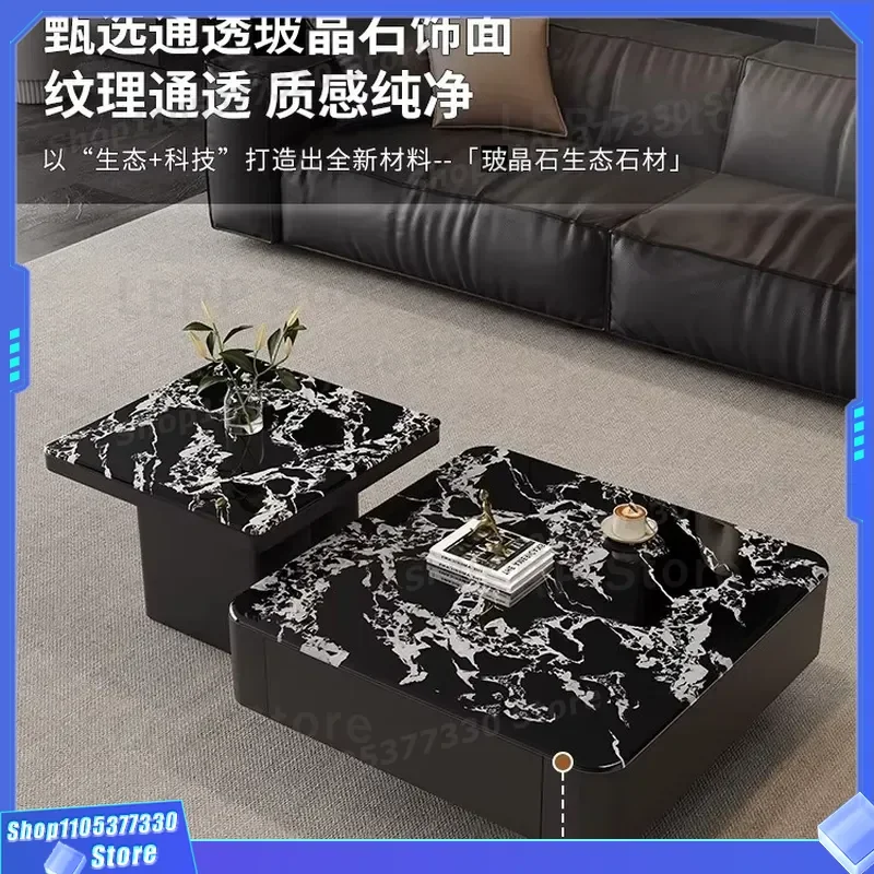 Modern Light Luxury Square Coffee Table Set Premium Designer Style Side Table Combination For Living Room Home Decor