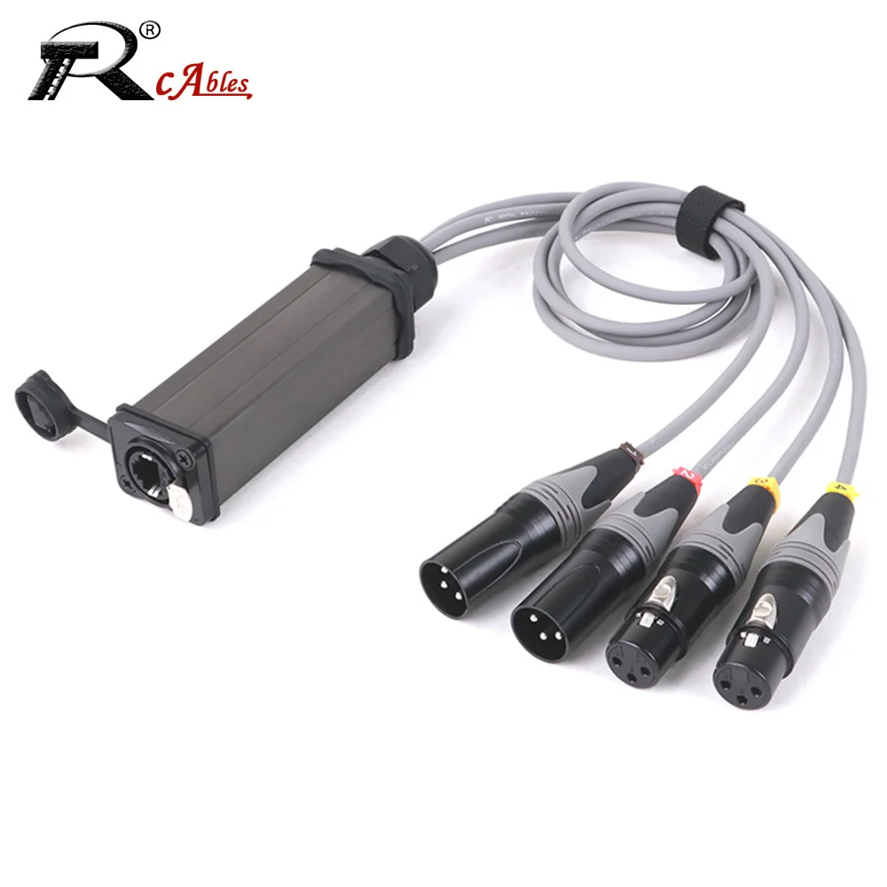 

4-канальный 3Pin XLR 2 Male + 2 Female многосетевой приемник для STP RJ45 Cat6 Box Extender для сценического освещения и записи Studio