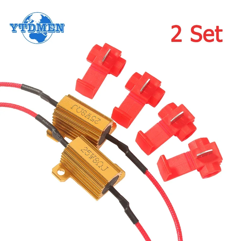 2 Set Load Resistor 25W Aluminum Shell Power Resistor 5ohm 6ohm 8ohm 10ohm 24ohm 50ohm 100ohm for Car Turn Signal Lamp Flash