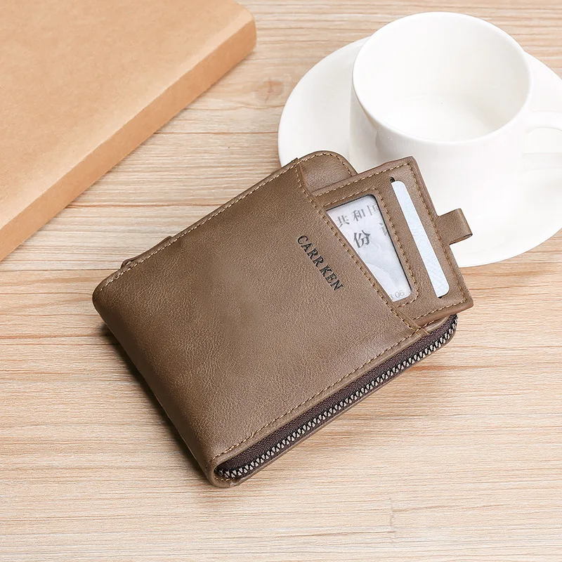 Leder-Geldbörse für Herren, modischer Kartenhalter, luxuriöse Designer-Geldbörse für Herren mit Reißverschluss, Kartenhalter, kurze Geldtasche, Geschenk für Herren