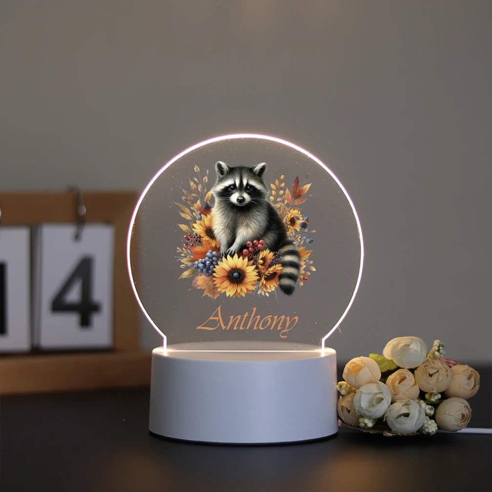 

1 pc new animals with girls UV Print Personalized Name 3D Touch LED Night Light Acrylic 3d Lamp For Living Room Kids Room