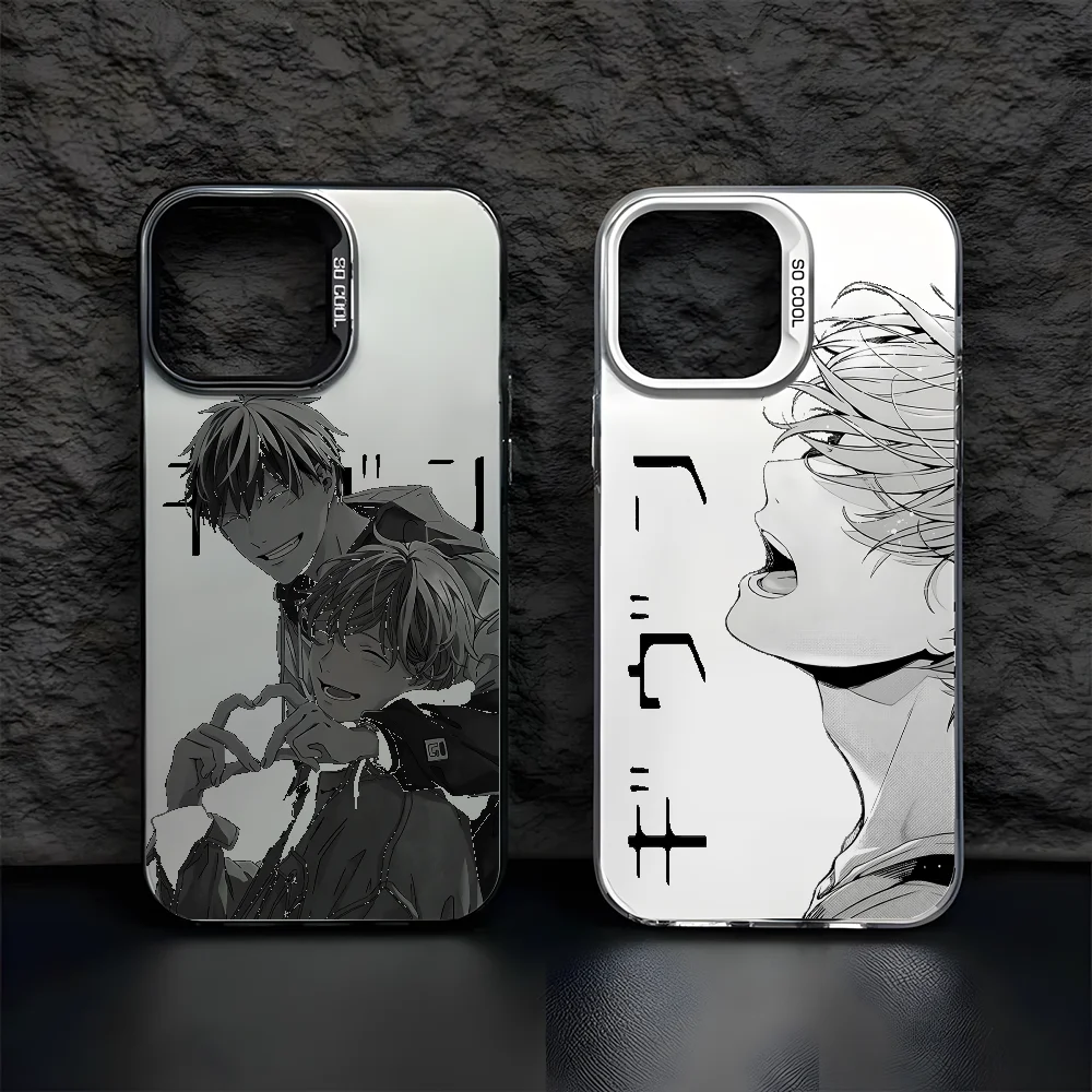 G-GivenES LOVE Anime Phone Case For IPhone 16 15 14 13 12 11 Pro Max Black Matte Multicolor Laser Metallic Aurora Funda