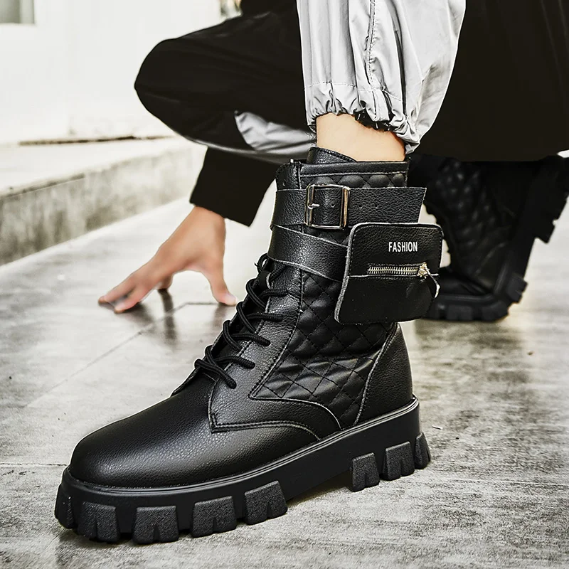 Leather Lace Up Rubber Waterproof Boots for Men New Fashion Sale Offer Size 44 Designer Retro In Promotion 45 Classic Man Shoes