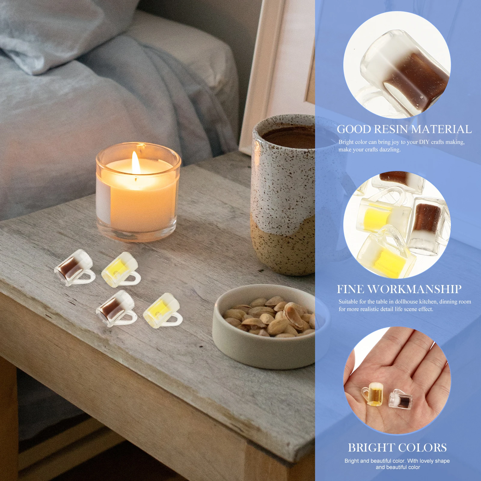 

30pcs Resin Cups Miniature Diy Dollhouse Miniature Beer Craft Craft Accessories Charms For Scrapbooking Phone Case Making