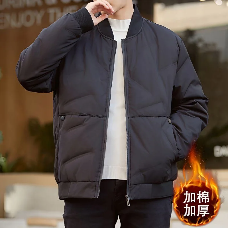 

Large winter thick cotton jacket for men, trendy and casual, youth stand up collar jacket, lightweight and versatile, dad busine