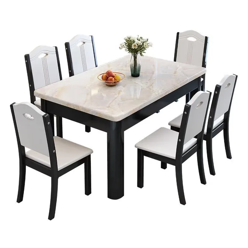 

Dining table and chair combination modern simple rectangular light luxury floor integrated dining table