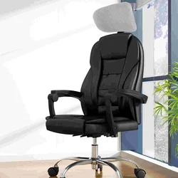 Silla ergonómica para ordenador, sillas de escritorio, reposacabezas ajustable de oficina rosa, tela negra