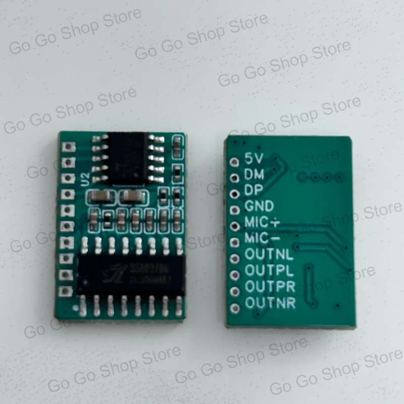 

Notebook USB drive-free sound card module, built-in high-power amplifier can be connected to mic. Support dual speaker output