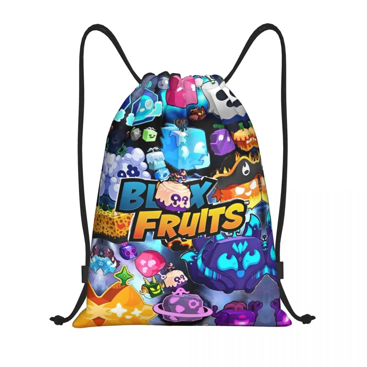 

Blox Fruits Game Video Bag Drawstring Backpack Sports Gym Sackpack String Bag for Yoga