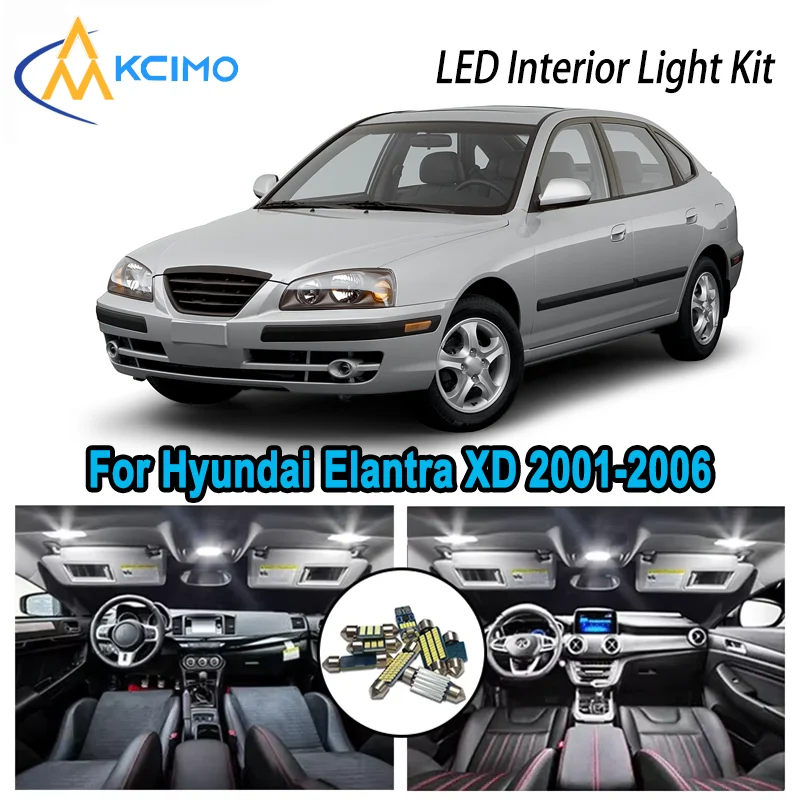 

Для Hyundai Elantra XD 2001-2006 2002 2003 Премиум Яркий светодиодный внутренний купол Карта багажника Комплект автомобильных светодиодных ламп Canbus без ошибок