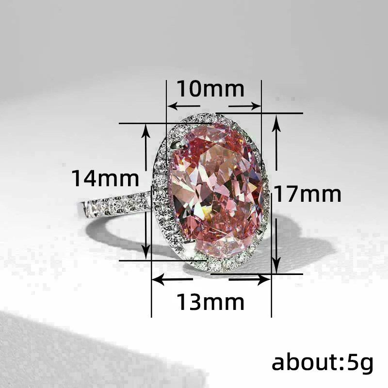 Huitan New Women Engagement Rings Oval Pink Cubic Zirconia Luxury Silver Color Proposal Wedding Bands Accessory Fashion Jewelry