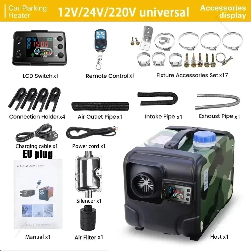 Car Heater 12V/24V/220V 5KW Car Diesel Heater Dry Low Noise Remote Control Air Diesel Parking Heater for Car Truck Boat RV view 5