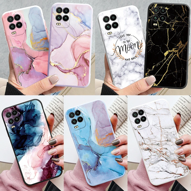 Fashion Marble Cover For Xiaomi Mi 10 Lite 5G Soft Protective Cases Silicone Coque Bumper Fundas For Xiaomi Mi 10 Lite 5G Shell