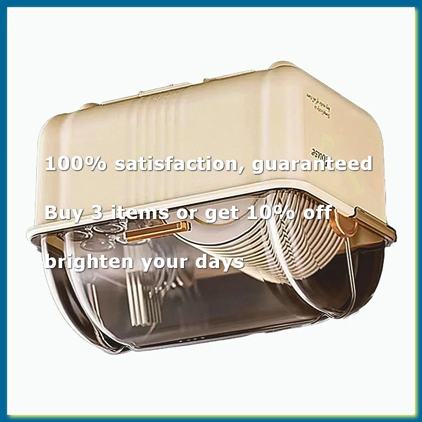 Large Chopsticks Storage Box with Lid - Kitchen Countertop Organizer for Dishes and Utensils, Drain Cupboard Feature