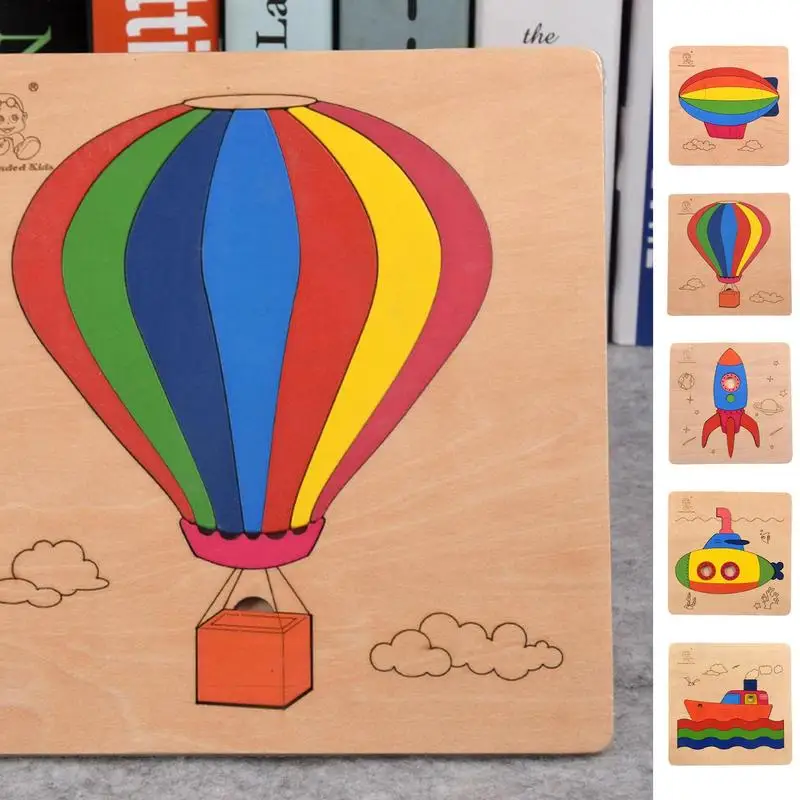 Wooden Puzzles For Kids Hot Air Balloon Puzzles Early Educational Learning Toy STEM Montessori Jigsaw Toy For Fine Motor Skills