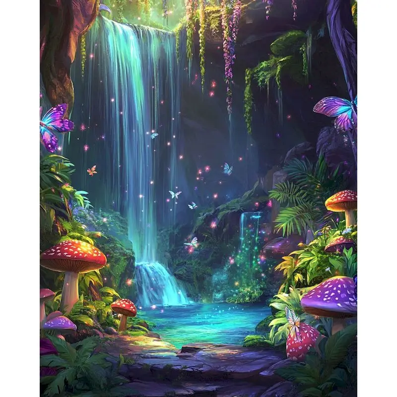 

GATYZTORY DIY Frame Paint By Number Waterfall Landscape For Adults Picture By Numbers Mountain Acrylic Paint On Canvas Home Deco