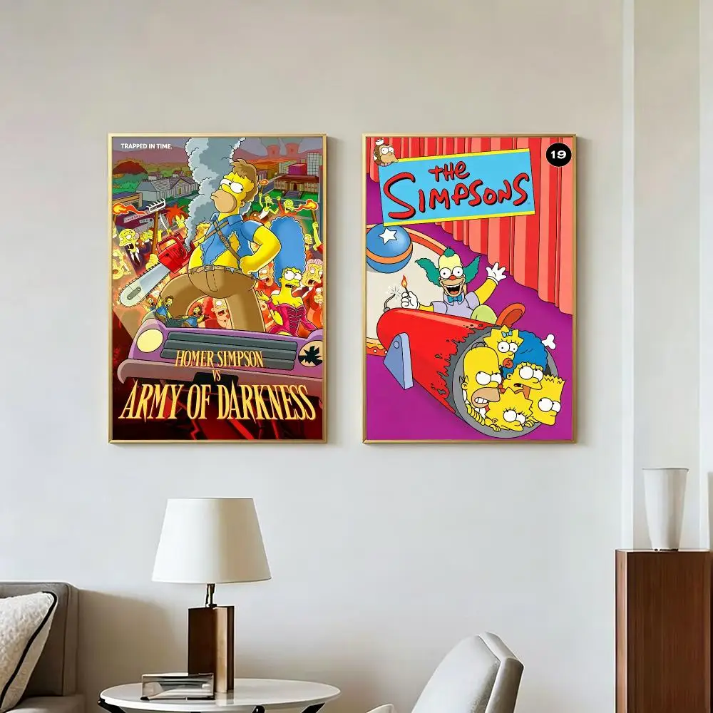 Cartoon Popular T-The Simpsons Poster Peel And Stick Wall Art Self Adhesive PP Waterproof Wall Decor Living Room Bedroom Gift