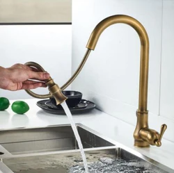 Vidric Antique Bronze Kitchen Faucets Pull Out Hot & Cold Sink  Swivel 360 Degree Water Faucet Water Mixer Pull Down Mixer Taps