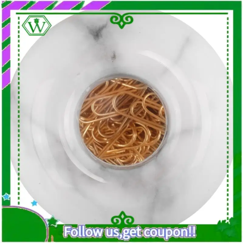 

ABIK-золотые скрепки для бумаг в элегантной магнитной мраморной белой держатель для скрепок, 28 мм, 100 скрепок в коробке