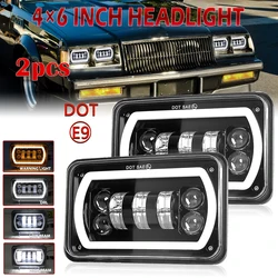 HL 4X6inch Black Square LED Headlight 2Color DRL LED Driving Light For Honda off-road use Accessories Rectangular Light 12V