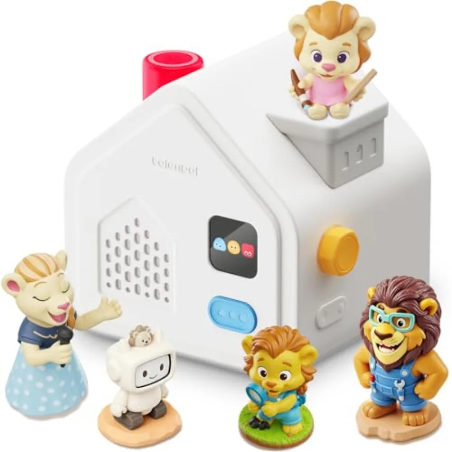

Preschool educational storytelling toy for ages 3-8: screen-free AI audio player with 5 character dolls ABS plastic body soft p