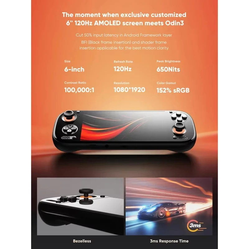 AYN Odin 3 Android Handheld 6'' 1080p AMOLED Screen Gaming Console Handheld LL