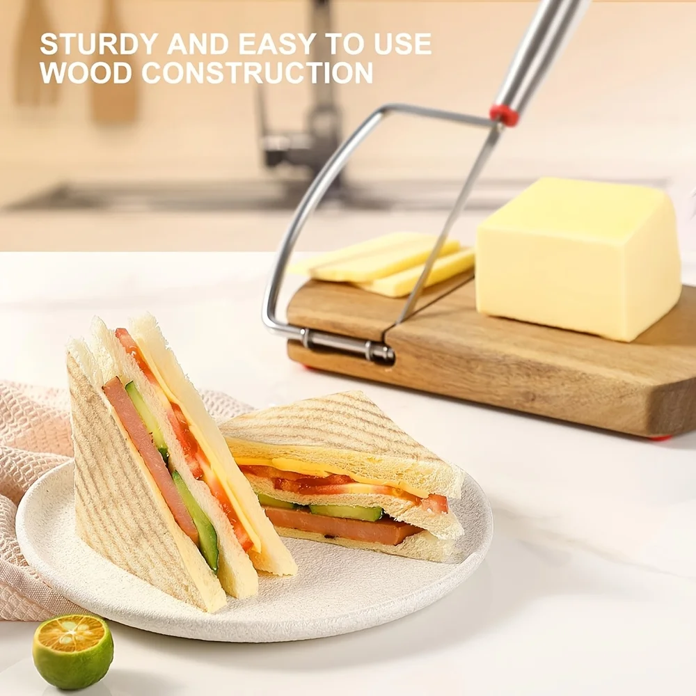 

2pcsCutter for Cheese Ham Fruit and Kitchen Cutting Too lWooden Cheese Slicer