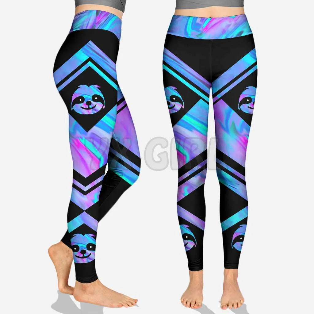 YX Girl Love Sloths Custom You Name Combo Hoodie + Legging  Combo Outfit Yoga Fitness Legging Women 3D Printed Apparel