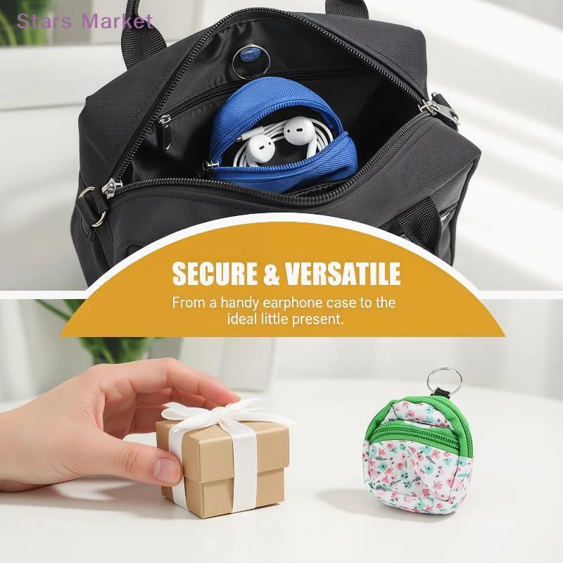 New Mini Backpack Style Canvas Coin Purse With Key Ring And Zipper Closure For Daily Small Items Storage