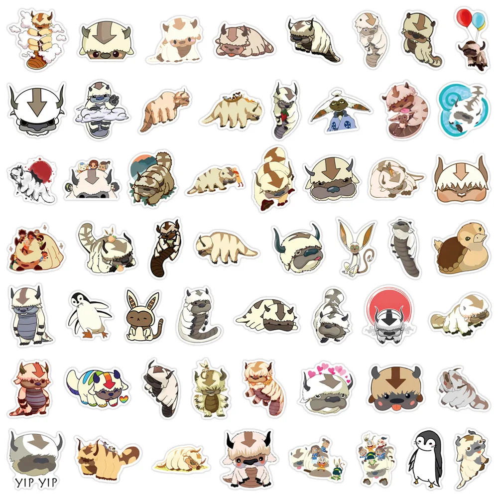 10/30/50/110 قطعة الصورة الرمزية: آخر Airbender Appa ملصق DIY على الجليد المحمول الأمتعة الكرتون الكتابة على الجدران الشارات ملصق للطفل