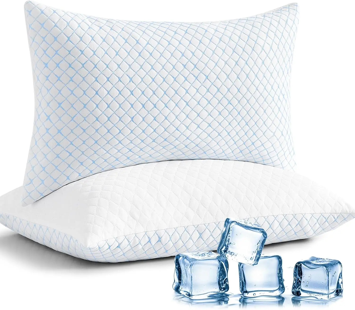 Cooling Queen Pillows Set of 2, Adjustable Shredded Memory Foam, Washable Cover with Extra Fill