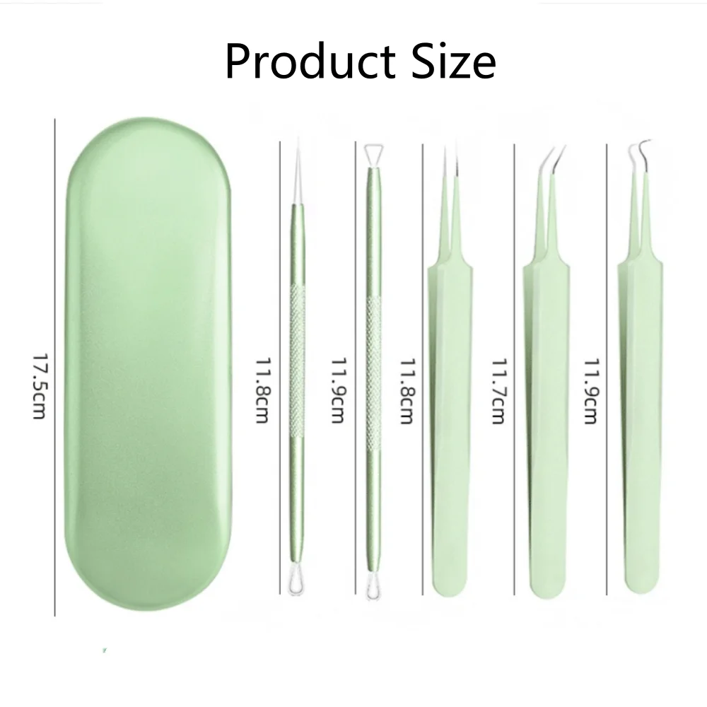 5 قطعة حب الشباب البثور مزيل الرؤوس السوداء كليب فائقة غرامة الملقط النقاط السوداء البثرة النازع حب الشباب إبرة منظف الوجه الجلد #6