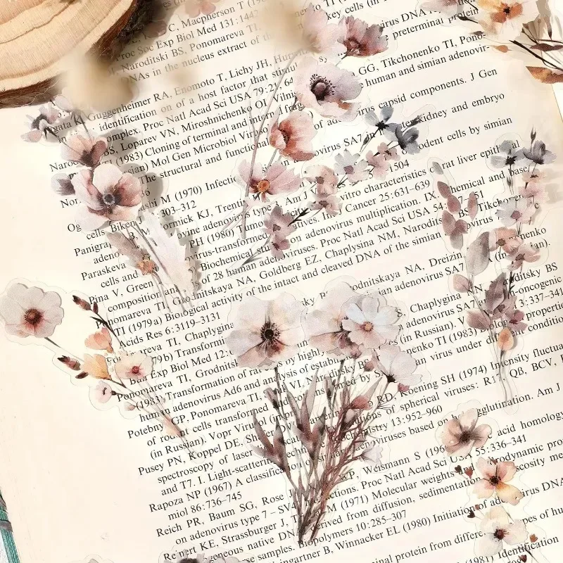 30 Stück Hintergrundhandbuch langes Material Briefpapieraufkleber Blumendegenstände Vintage-Dekorationspaket Sammelalbum geschnitten 152 * 79 mm