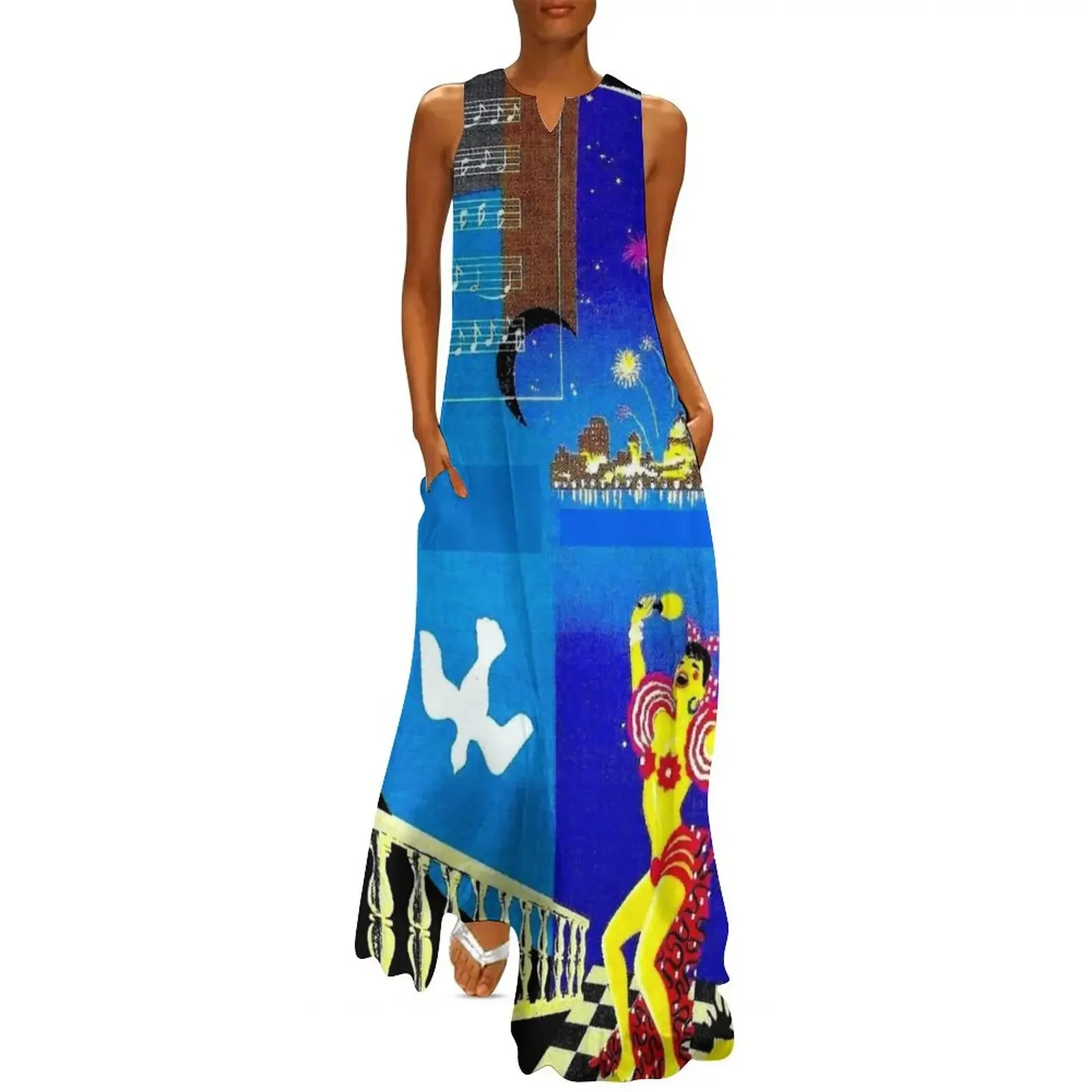 

HAVANA CUBA : Vintage Travel Advertising Print Long Dress women's dresses luxury women's evening dresses dress Dress