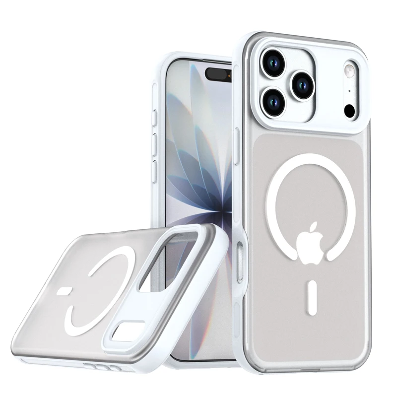 

For iPhone17 Pro Max 17 Pro Air 17 Case ELVEV Magnetic Hard PC + Soft TPU Skin Feel Full Protection Matte Translucent Cover