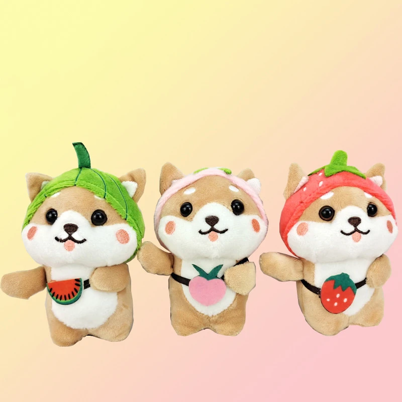 Jouets en peluche Shiba Inu pour enfants, fruits mignons et créatifs, dessin animé Kawaii, porte-clés en peluche, pendentif, breloque pour sac, beurre, cadeaux pour enfants, 13cm