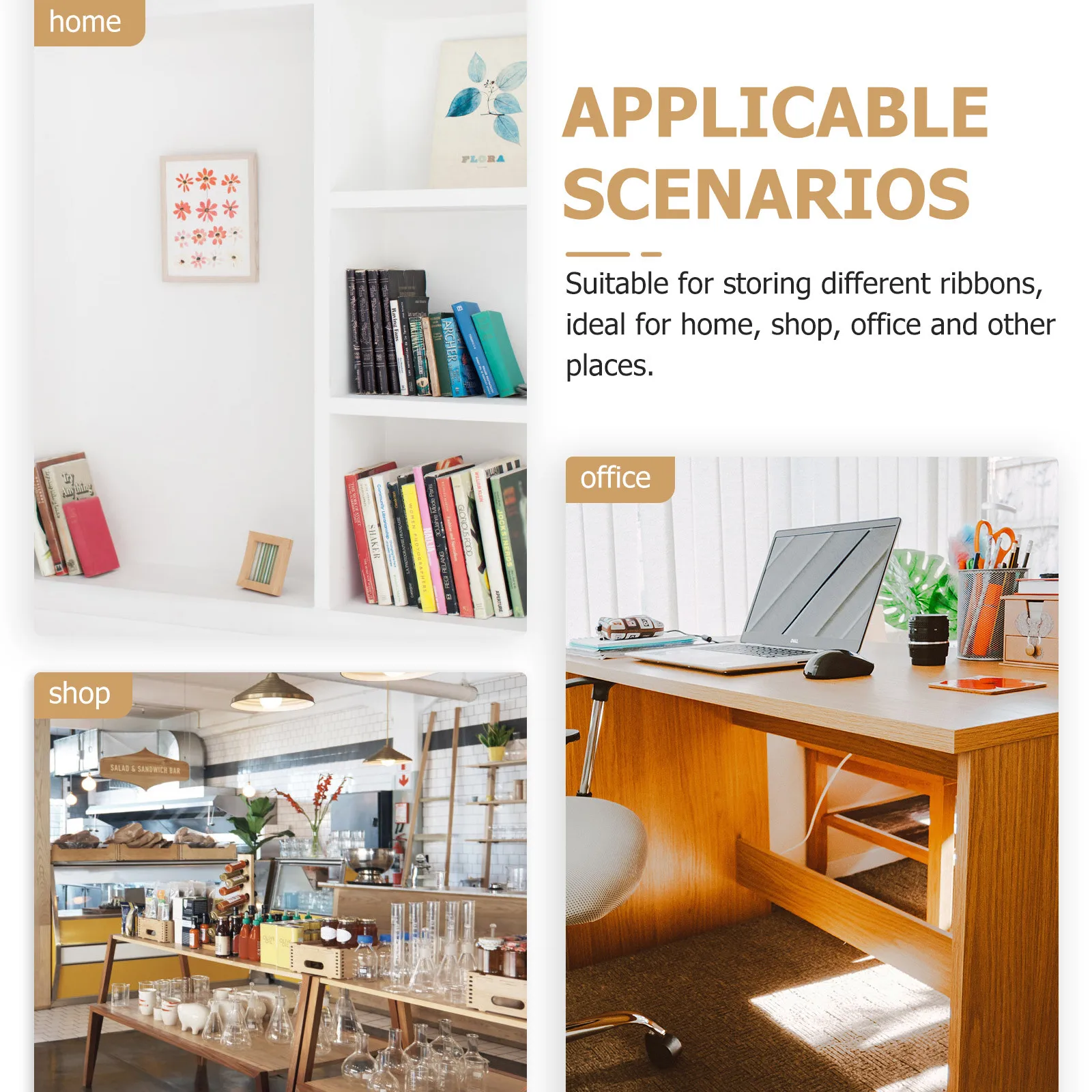 

Ribbon Storage Organizer Box Wooden Craft Ribbon Holder for Gift Wrap Flower Wrapping Multipurpose Space Saving Desktop Solution