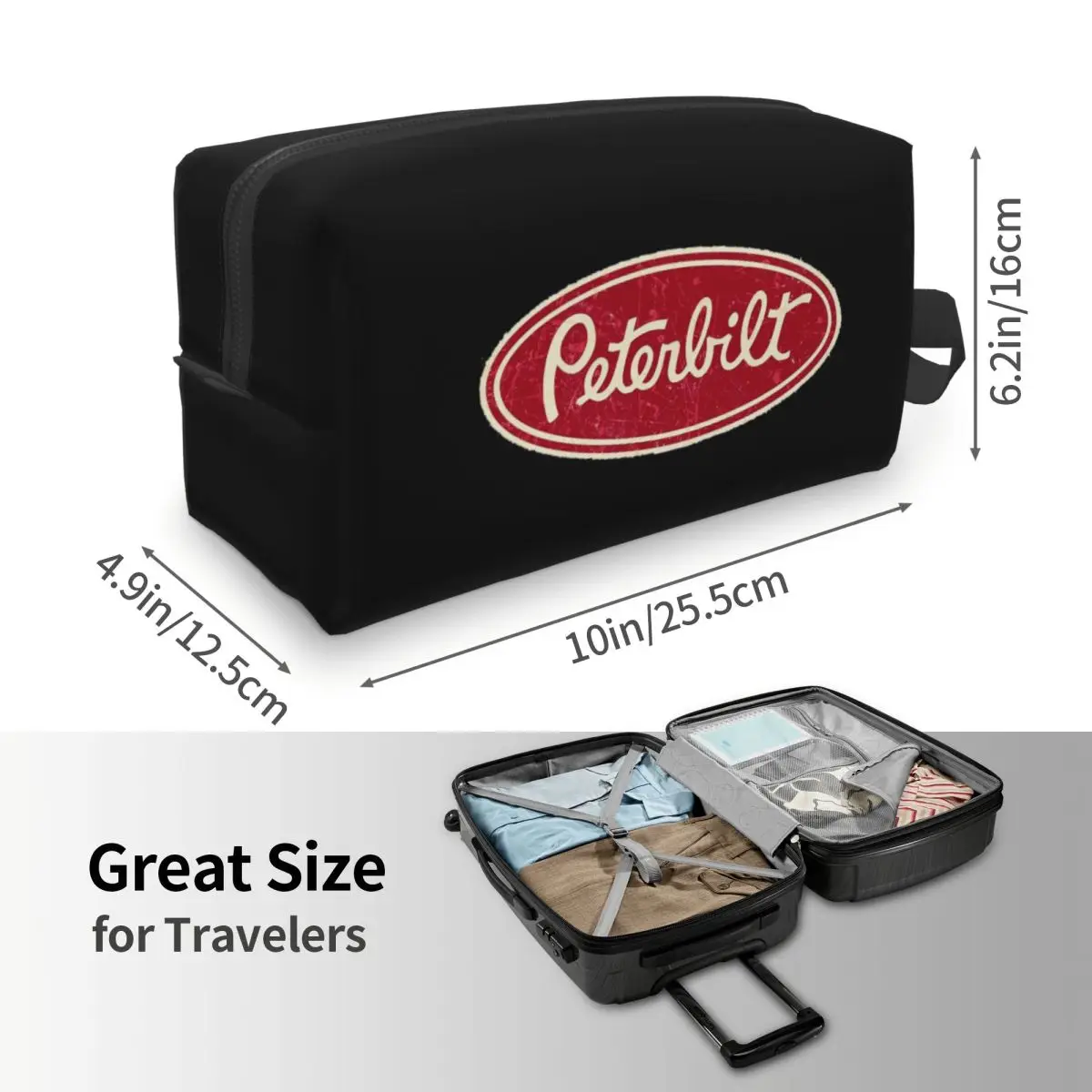 Peterbilt Truck Racing Logo Makeup Bag Cosmetic Organizer Storage Dopp Kit Toiletry Cosmetic Bag for Women Beauty Travel