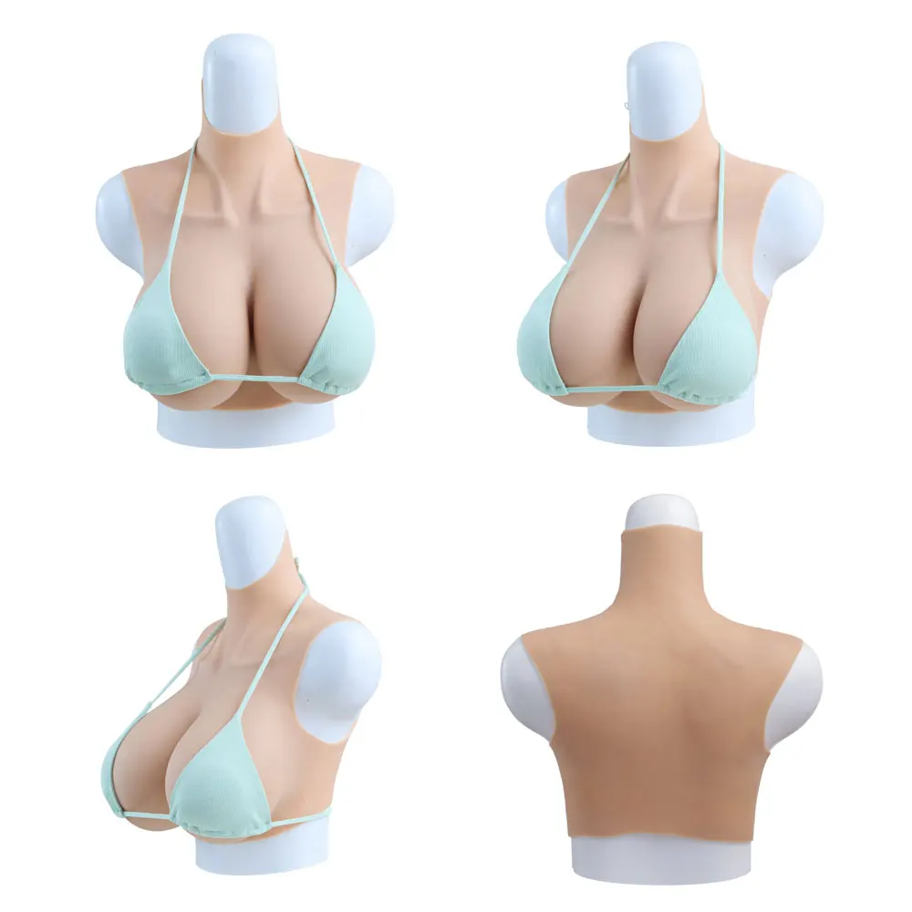 Huge Silicone Breast Forms Plate for Crossdresser Trans Cosplay Transgender with Nipple Areola Fake Boobs Bodysuit Shakeing