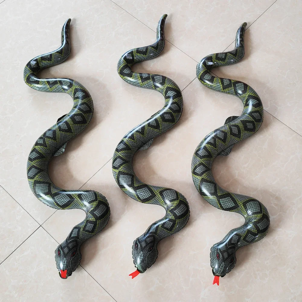 95cm Inflatable Snake Tricky Toy False Snake Halloween Prank Props Garden Pool Toy Simulation Inflatable Snake Tricky Water Toy